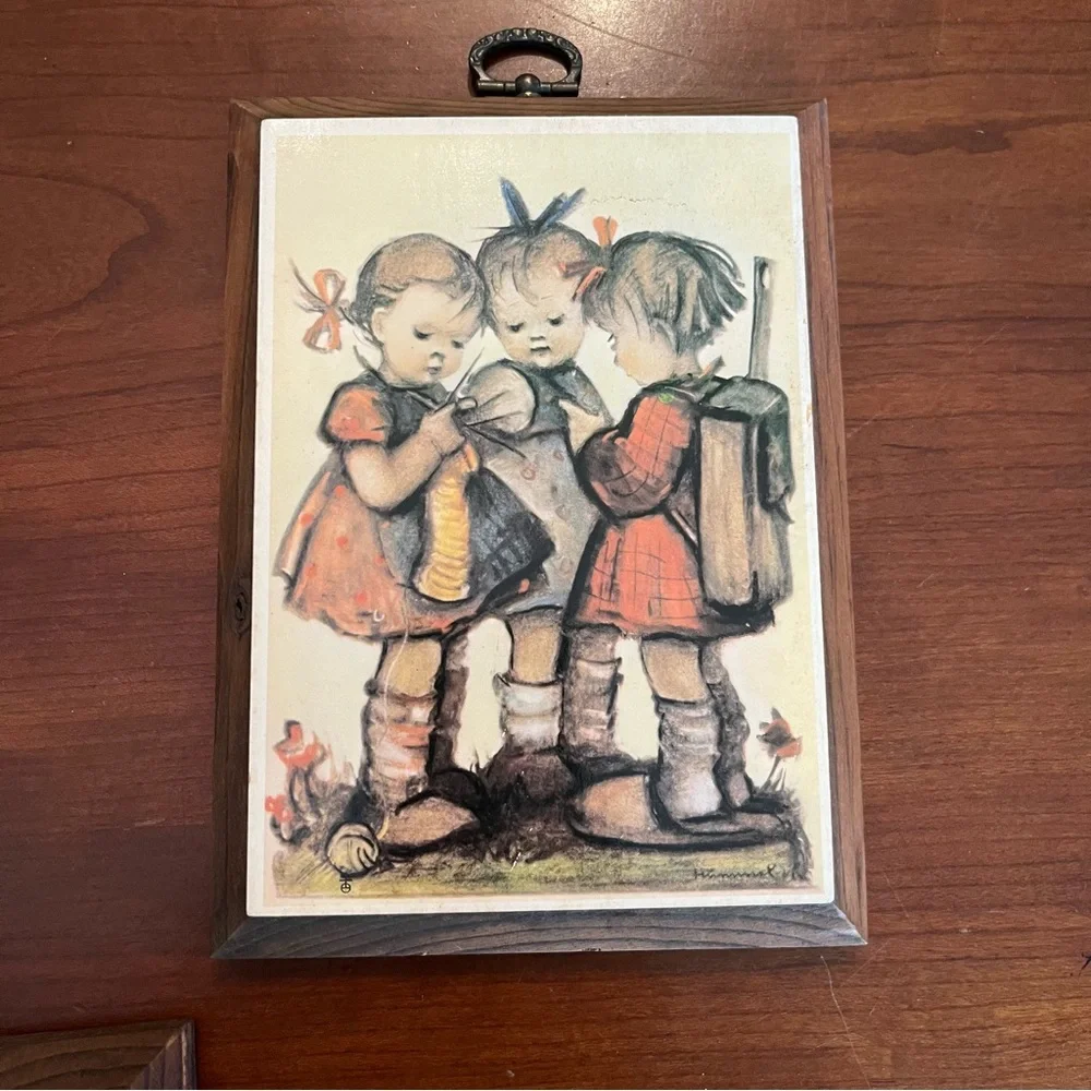Vintage Hummel Wooden Decorative Wall Plaques Cottage Core Decor Set of 4